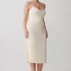 Vestido midi fruncido de jersey Vina – Marfil Vestido midi fruncido de jersey Vina – Marfil