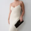 Vestido midi fruncido de jersey Vina – Marfil Vestido midi fruncido de jersey Vina – Marfil
