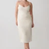 Vestido midi fruncido de jersey Vina – Marfil Vestido midi fruncido de jersey Vina – Marfil