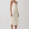 Vestido midi fruncido de jersey Vina – Marfil Vestido midi fruncido de jersey Vina – Marfil