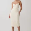 Vestido midi fruncido de jersey Vina – Marfil Vestido midi fruncido de jersey Vina – Marfil