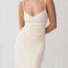 Vestido midi fruncido de jersey Vina – Marfil Vestido midi fruncido de jersey Vina – Marfil