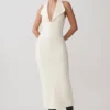 Vestido midi halter de crepé Annita – Marfil Vestido midi halter de crepé Annita – Marfil