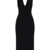 Vestido midi halter de crepé Annita – Negro