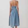 Vestido midi halter de Denim Miller – Azul clásico Vestido midi halter de Denim Miller – Azul clásico