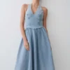 Vestido midi halter de Denim Miller – Azul clásico Vestido midi halter de Denim Miller – Azul clásico