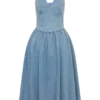 Vestido midi halter de Denim Miller – Azul clásico Vestido midi halter de Denim Miller – Azul clásico