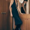 Vestido midi halter de Denim Shauna – Azul índigo Vestido midi halter de Denim Shauna – Azul índigo