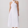 Vestido midi halter de lino Rosie – Blanco Vestido midi halter de lino Rosie – Blanco