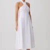 Vestido midi halter de lino Rosie – Blanco Vestido midi halter de lino Rosie – Blanco