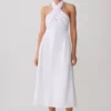 Vestido midi halter de lino Rosie – Blanco Vestido midi halter de lino Rosie – Blanco