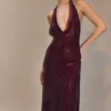 Vestido midi halter Genie Diamante – Caoba Vestido midi halter Genie Diamante – Caoba
