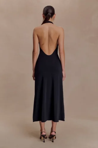 Vestido midi halter Genie Slinky – Negro