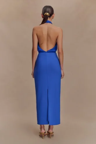 Vestido midi halter Mierah – Azul cobalto
