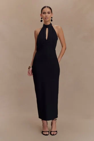 Vestido midi halter Mierah – Negro