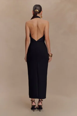 Vestido midi halter Mierah – Negro