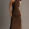 Vestido midi Kennedy de cuello alto – Chocolate Vestido midi Kennedy de cuello alto – Chocolate