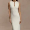 Vestido midi sin mangas de crepé Norah – Marfil Vestido midi sin mangas de crepé Norah – Marfil
