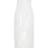 Vestido midi sin tirantes con lentejuelas Maisie – Blanco Vestido midi sin tirantes con lentejuelas Maisie – Blanco