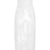 Vestido midi sin tirantes con lentejuelas Maisie – Blanco Vestido midi sin tirantes con lentejuelas Maisie – Blanco