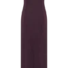 Vestido midi sin tirantes con pliegues Cary de crepé – Burdeos