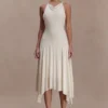 Vestido midi Sylvie de modal estilo pañuelo – Marfil Vestido midi Sylvie de modal estilo pañuelo – Marfil