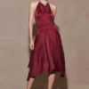 Vestido midi Sylvie Lurex Hankie – Burdeos Vestido midi Sylvie Lurex Hankie – Burdeos
