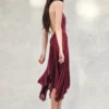 Vestido midi Sylvie Lurex Hankie – Burdeos Vestido midi Sylvie Lurex Hankie – Burdeos