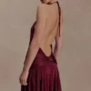 Vestido midi Sylvie Lurex Hankie – Burdeos Vestido midi Sylvie Lurex Hankie – Burdeos