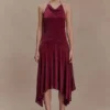 Vestido midi Sylvie Lurex Hankie – Burdeos Vestido midi Sylvie Lurex Hankie – Burdeos