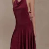 Vestido midi Sylvie Lurex Hankie – Burdeos Vestido midi Sylvie Lurex Hankie – Burdeos