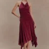 Vestido midi Sylvie Lurex Hankie – Burdeos Vestido midi Sylvie Lurex Hankie – Burdeos