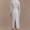 Vestido midi tipo camisa con aberturas Cecilie – Blanco Vestido midi tipo camisa con aberturas Cecilie – Blanco