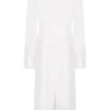 Vestido midi tipo camisa con aberturas Cecilie – Blanco Vestido midi tipo camisa con aberturas Cecilie – Blanco