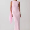 Vestido midi tipo vendaje Farid con gasa – Rosa bebé Vestido midi tipo vendaje Farid con gasa – Rosa bebé