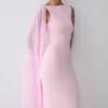 Vestido midi tipo vendaje Farid con gasa – Rosa bebé Vestido midi tipo vendaje Farid con gasa – Rosa bebé