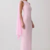 Vestido midi tipo vendaje Farid con gasa – Rosa bebé Vestido midi tipo vendaje Farid con gasa – Rosa bebé