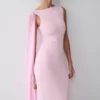 Vestido midi tipo vendaje Farid con gasa – Rosa bebé Vestido midi tipo vendaje Farid con gasa – Rosa bebé