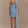 Vestido mini ceñido y de malla Mattea con pañuelo – Azul claro Vestido mini ceñido y de malla Mattea con pañuelo – Azul claro