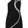 Vestido mini con adornos de diamantes Eleonora – Negro