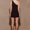 Vestido mini con adornos de diamantes Eleonora – Negro