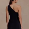 Vestido mini con adornos de diamantes Eleonora – Negro