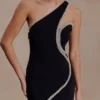 Vestido mini con adornos de diamantes Eleonora – Negro