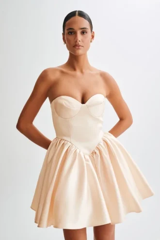 Vestido mini con corsé estructurado Hollie – Dorado