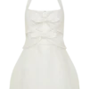 Vestido mini con cuello halter y lazo Ella – Blanco Vestido mini con cuello halter y lazo Ella – Blanco