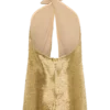 Vestido mini con cuello halter y pedrería Nylah – Dorado