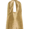 Vestido mini con cuello halter y pedrería Nylah – Dorado