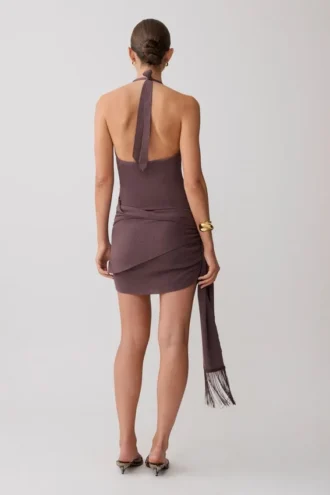 Vestido mini con cuello vuelto Lucien – Peppercorn