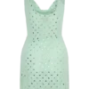 Vestido mini con cuello vuelto y diamantes Zahra – Menta Vestido mini con cuello vuelto y diamantes Zahra – Menta