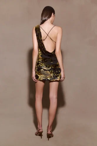 Vestido mini con espalda cruzada Ayana – Terciopelo calado